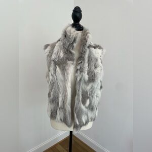 Adrienne Landau Gray Fur Vest, Size Medium